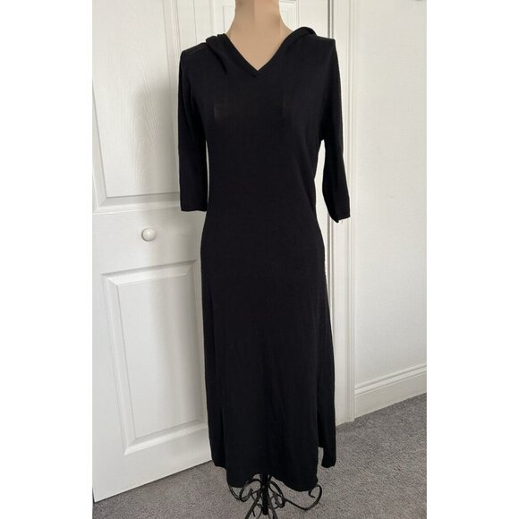 Guess Collection Hooded Elbow Length Sleeve Knit Sweater Midi Dress Black Size S - Picture 1 of 13